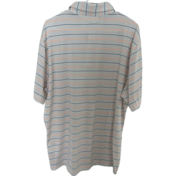 Men's Under Armour Kirkby Golf Polo Heat Gear Loose White Striped 2XL 2TG NWT - Picture 3 of 5